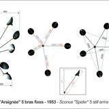 Spider wall light with five fixed arms