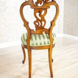 Vintage Walnut Chairs in Light Green, 1890s, Set of 5