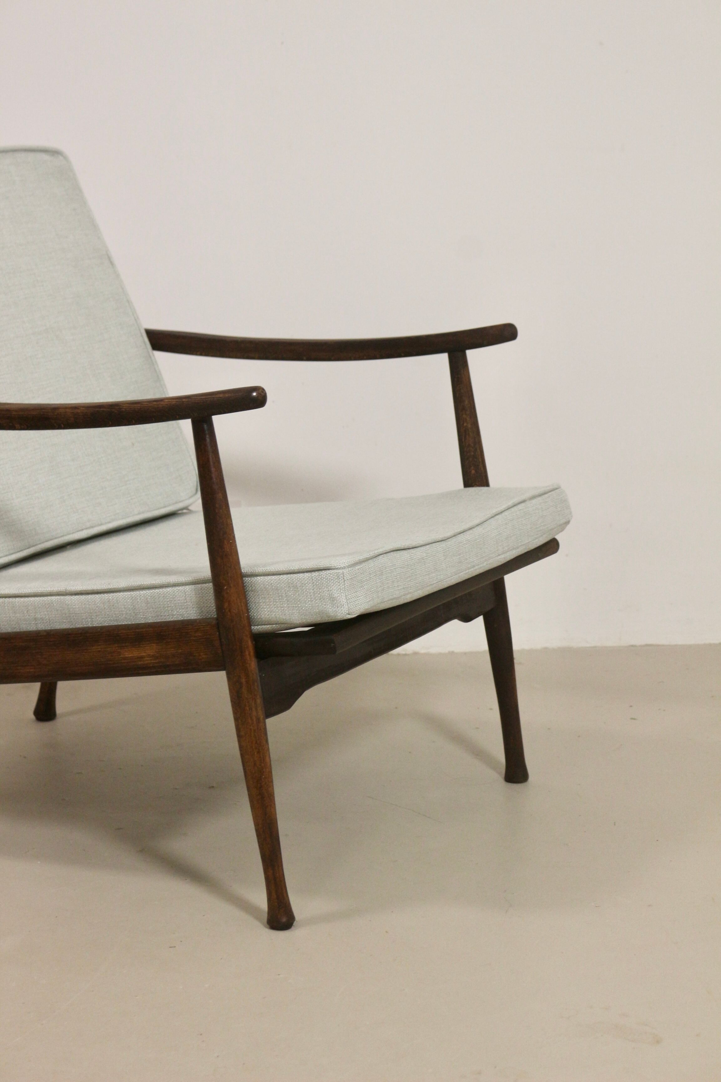 Scandinavian armchair 1960 curved armrests