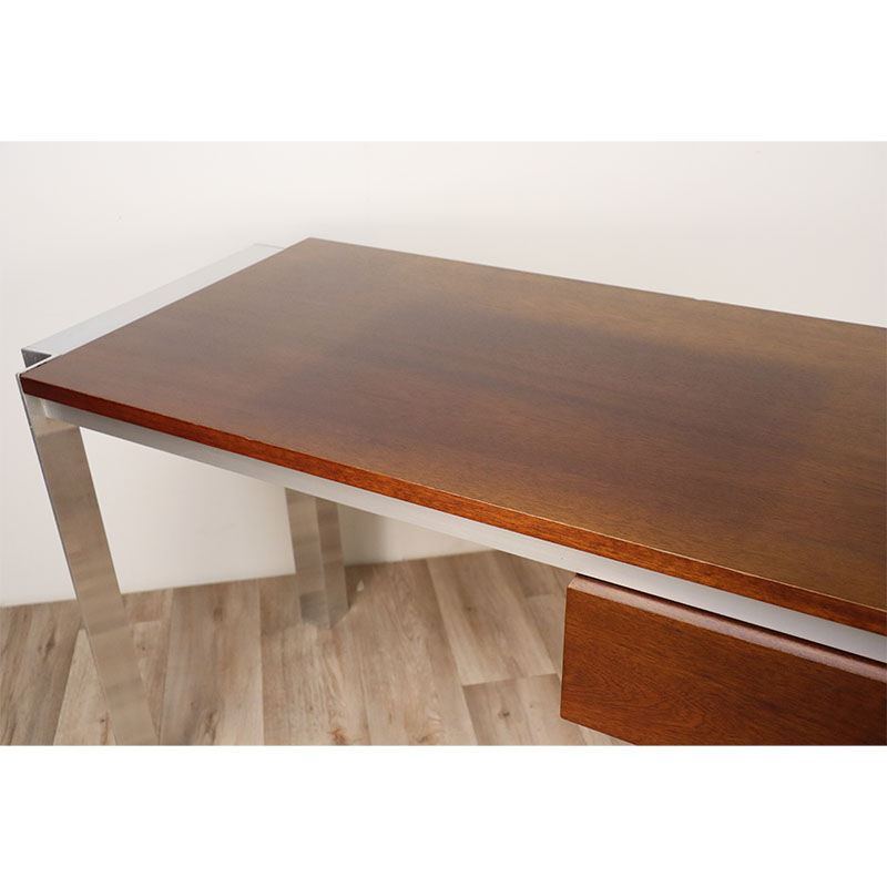 Vintage Georges Frydman desk in teak and aluminum 1970