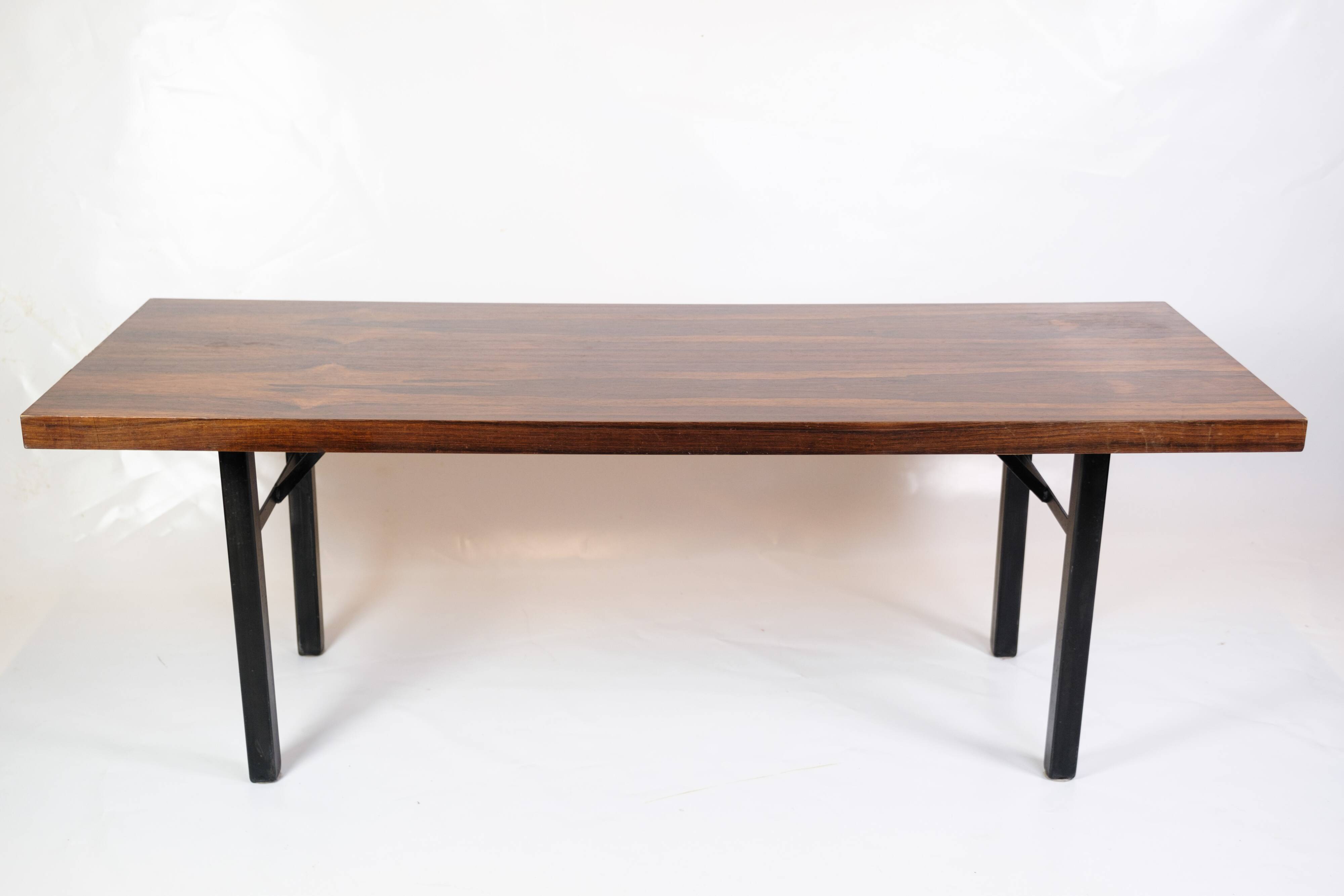 Coffee Table Made In Rosewood With Metal Frame From 1960s