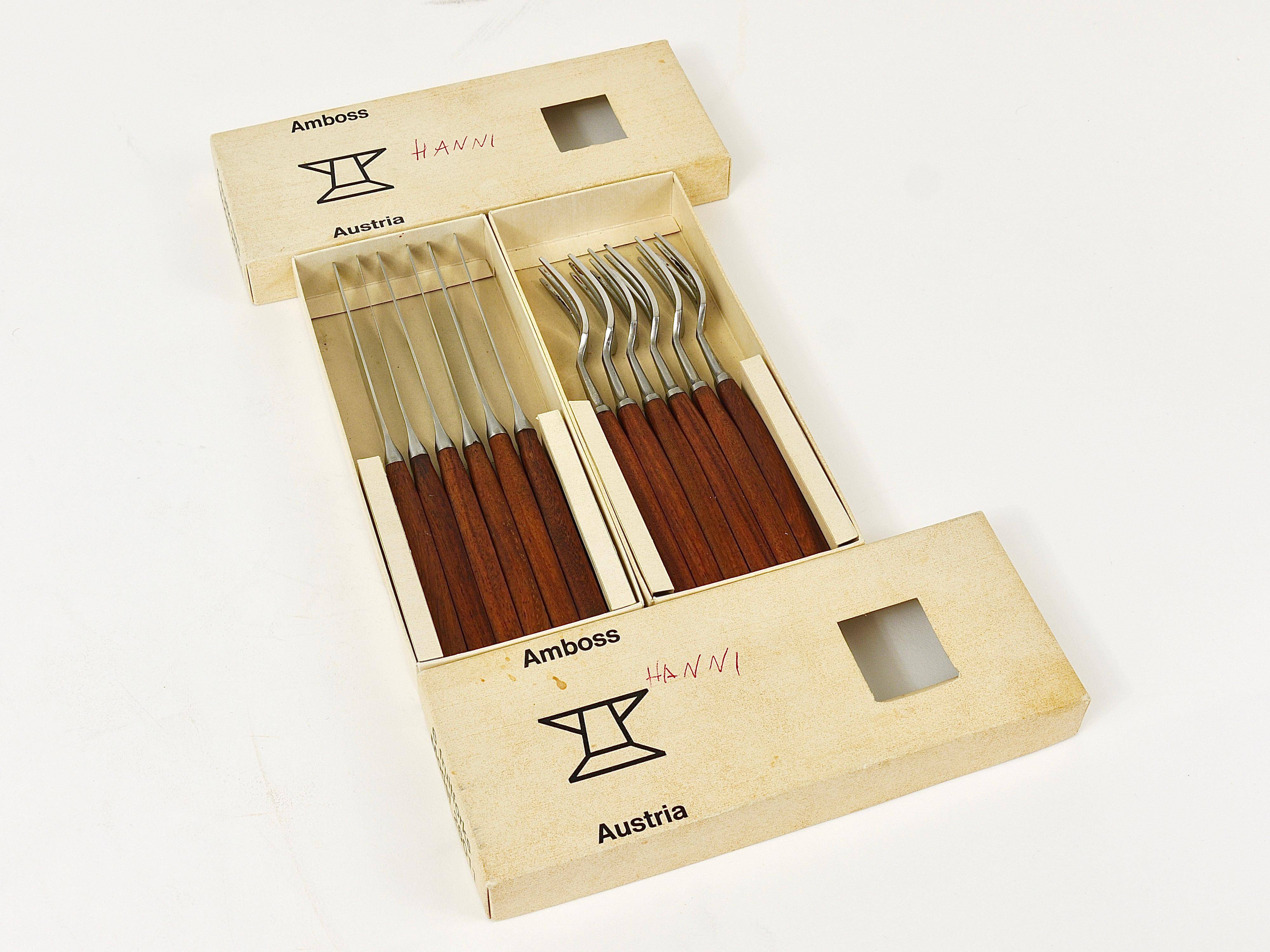 Amboss Box Mid-Century 6 Knives and 6 Forks, Cutlery, Austria, 1950s
