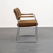 Armchair, 1960s, chrome metal frame, teak armrests.