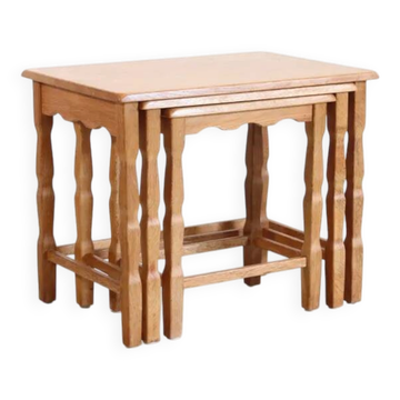 Set of three oak nesting tables attributed to Henning Kjærnulf