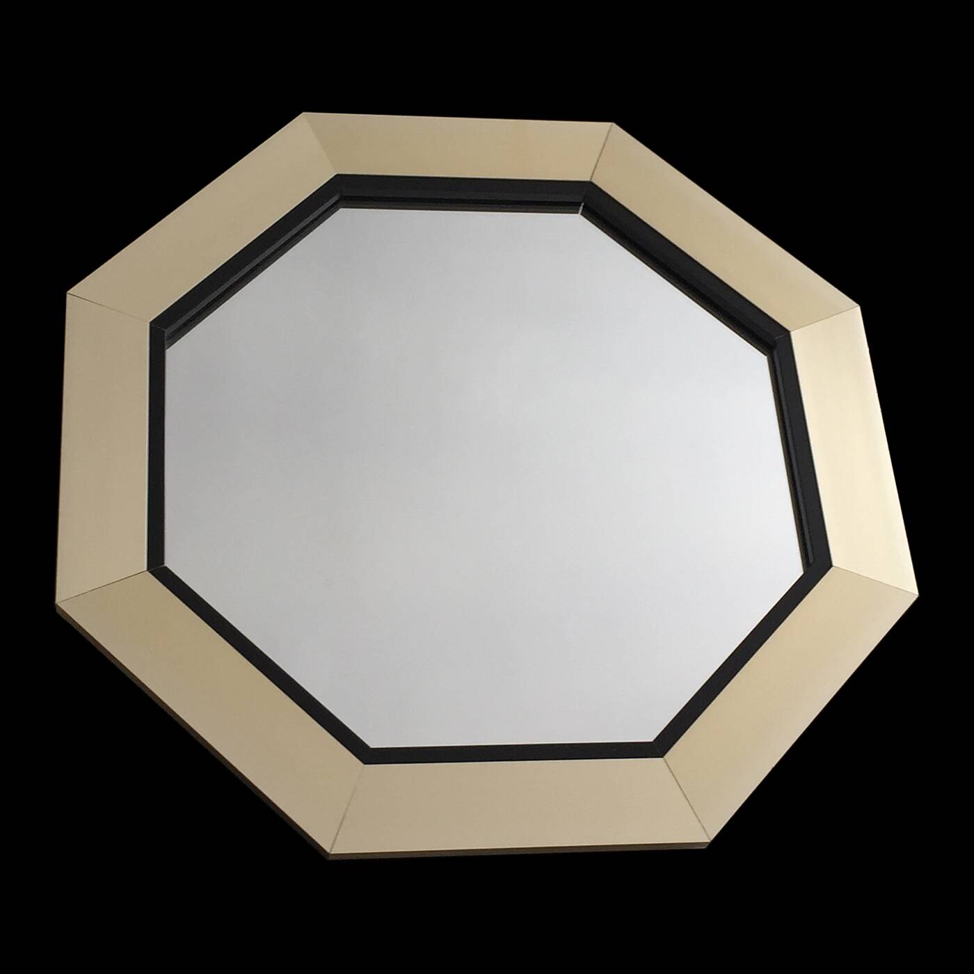 Octagonal satin gold stainless steel mirror 1970