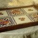 Wooden top and faience of gien decoration peony