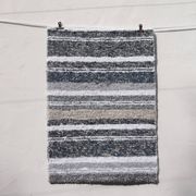 Handwoven recycled cotton rug - Grey and white