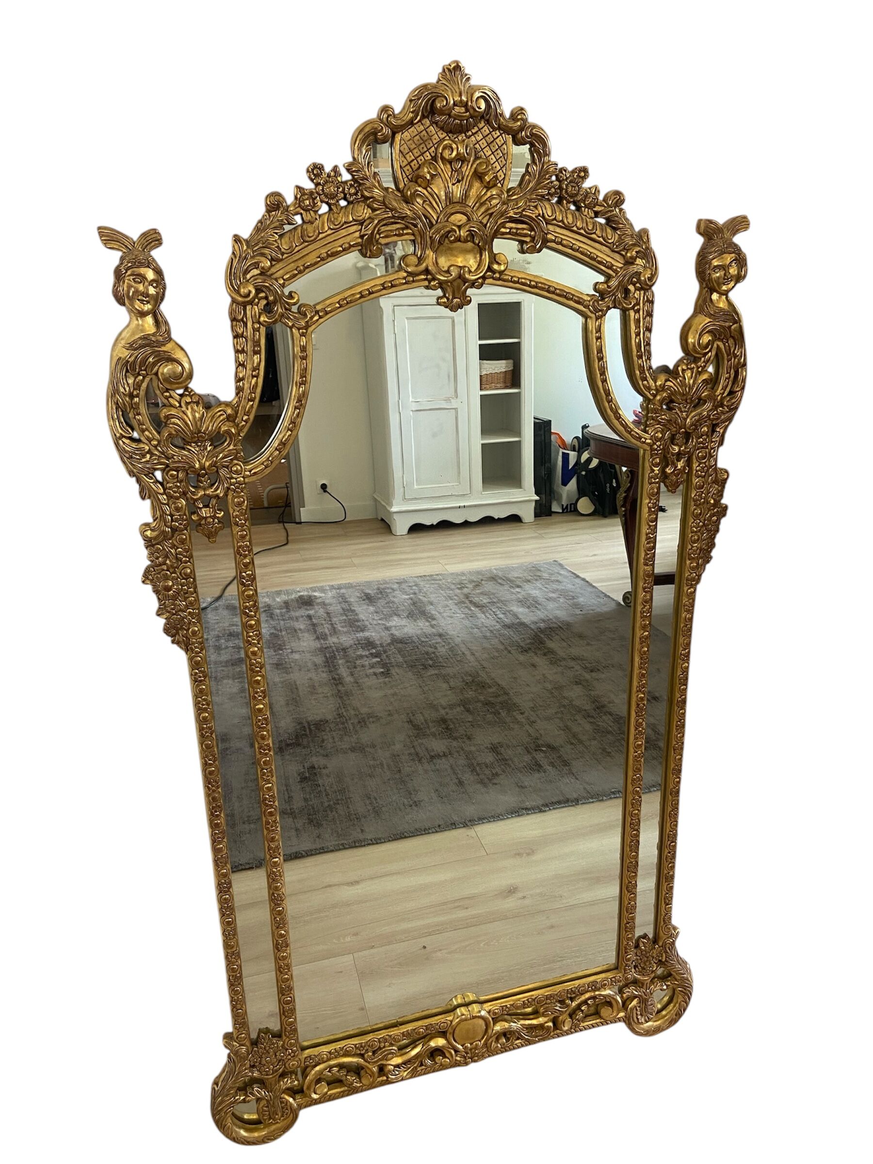 Important antique mirror in carved and gilded wood – Napoleon III style