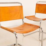4 "S33" cognac leather chairs by Mart Stam for Fasem 80's