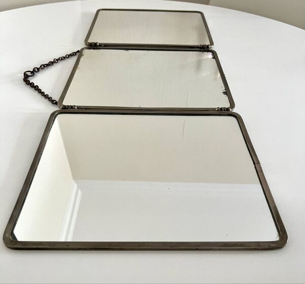 Miroir de barbier triptyque ancien Brot Déposé – miroir au mercure –
