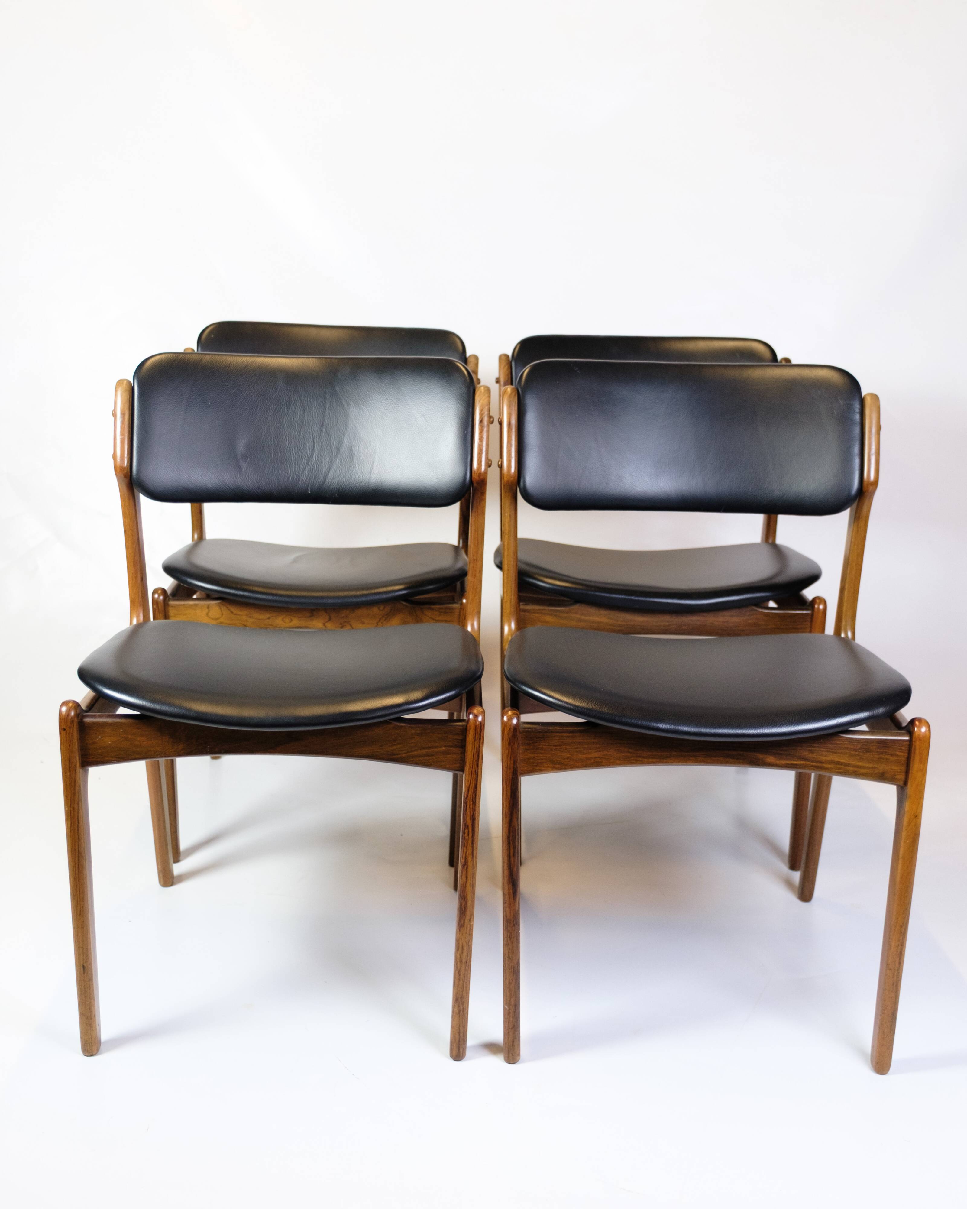 Set Of Four Dining Chairs Model OD 49 In Rosewood By Erik Buch From 1950s