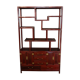 Low sideboard surmounted by bibus shelves in red lacquered wood, China XXth, 120 x 195 cm
