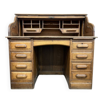 Vintage American shuttered desk in solid oak — Retro Bureau