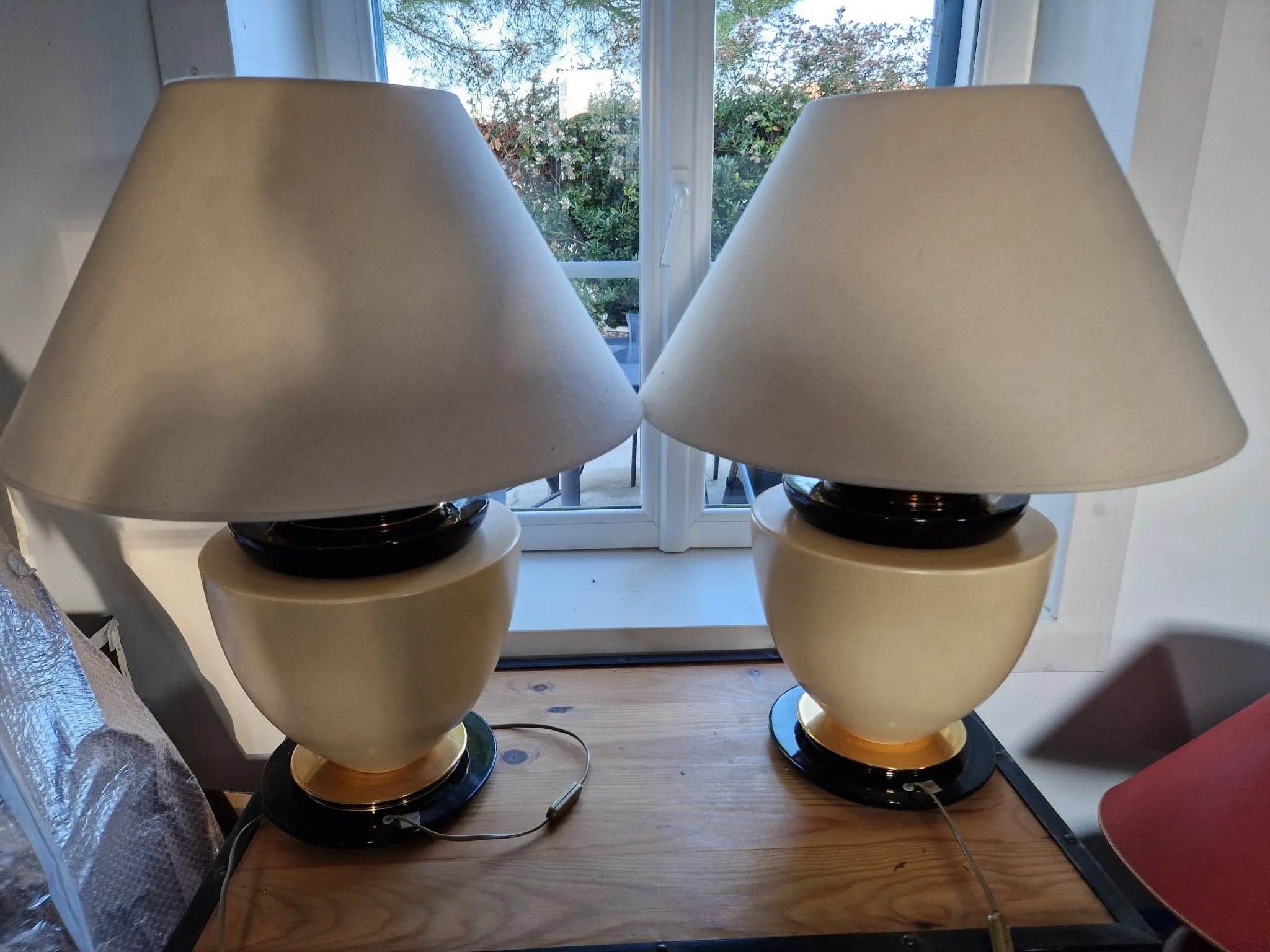 Set of 2 drimmer lamps hollywood regency