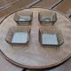 Set of 4 small square bowls - smoked glass - retro design - 70s / 80s