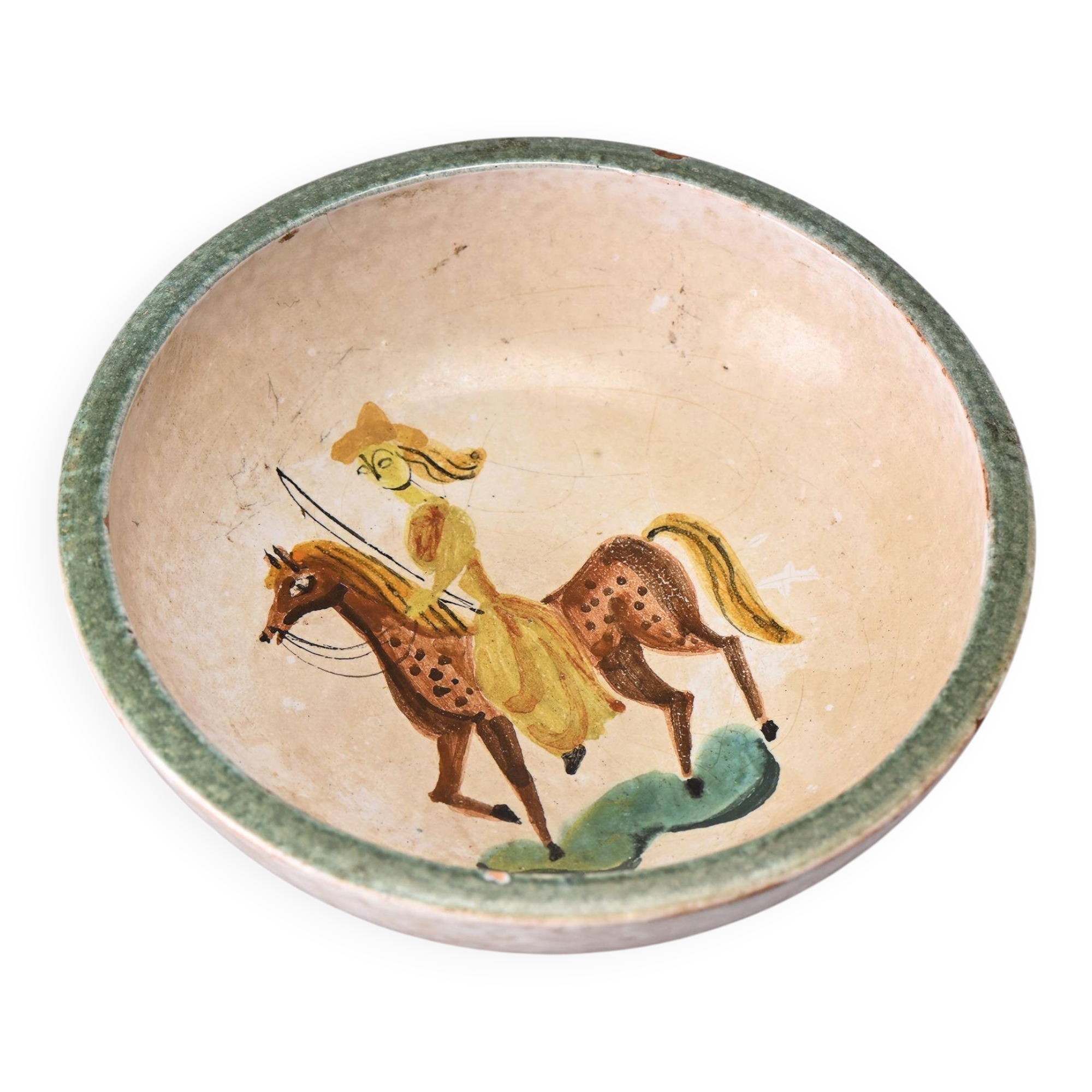 Decorative ceramic bowl attributed to Menelika, Switzerland, circa 1930-1950.