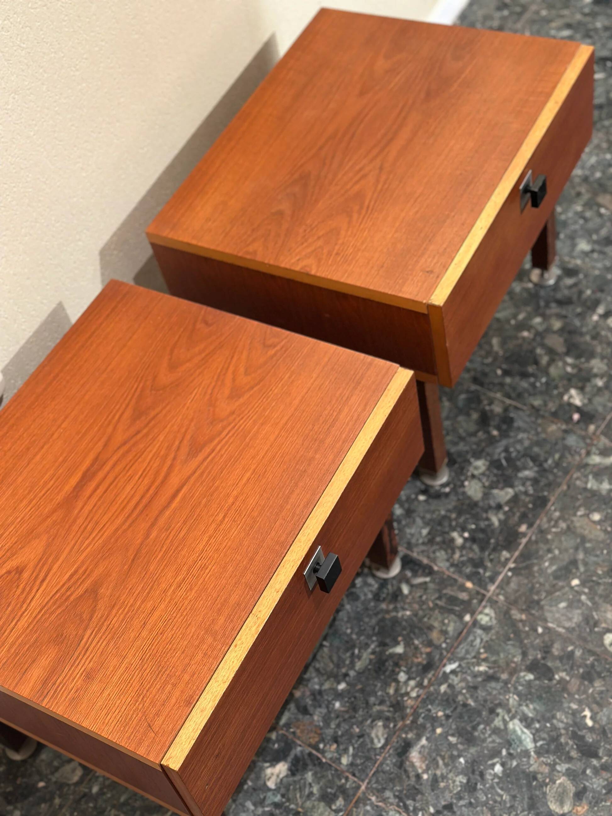 Set midcentury teak nightstands