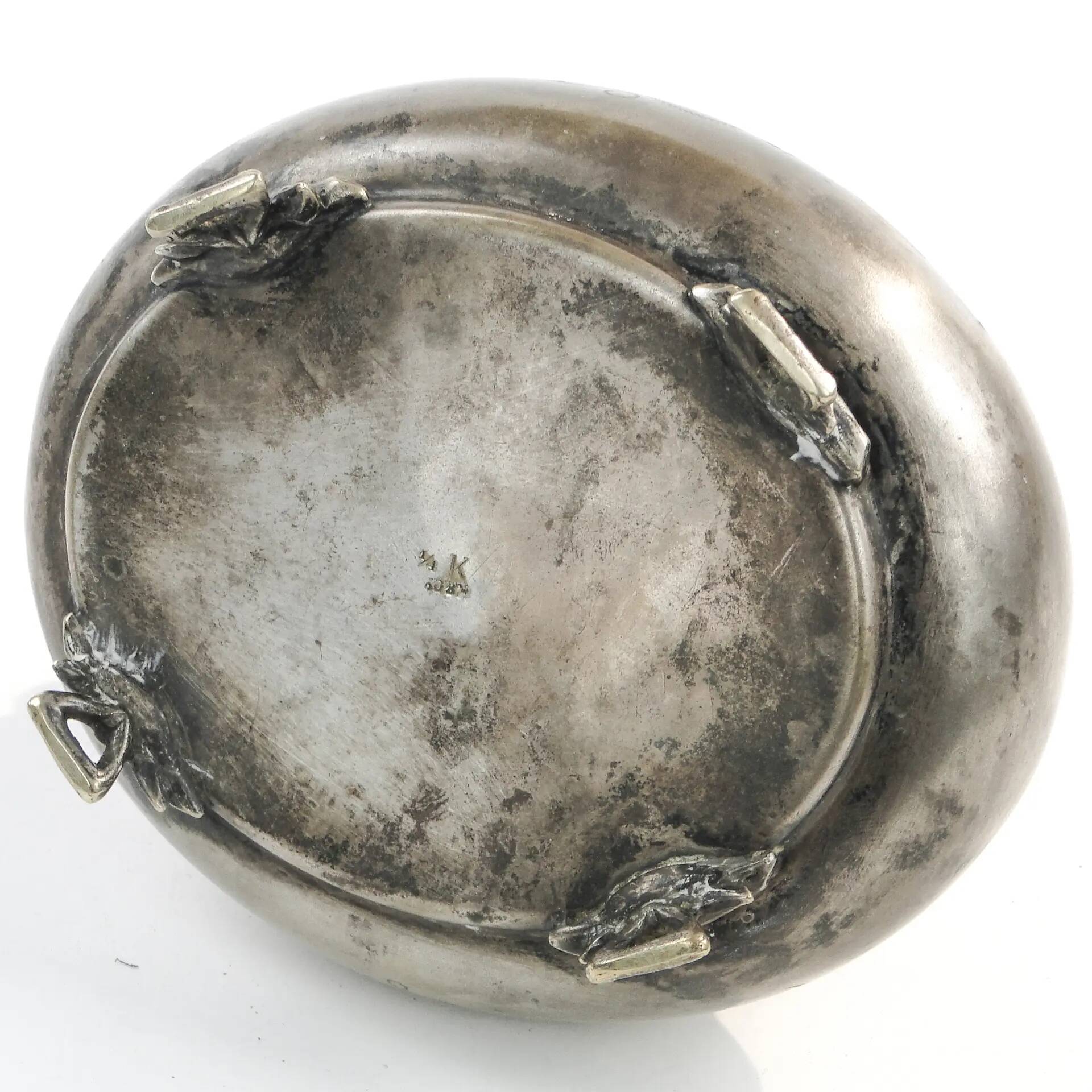 Eclectic elliptical sugar bowl, silver-plated brass, Austria, 19th century