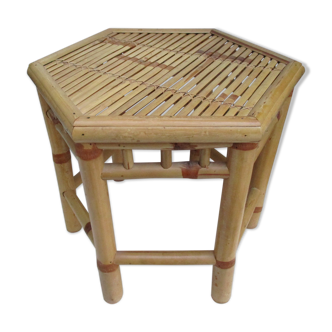 Table hexagonale en bambou vintage