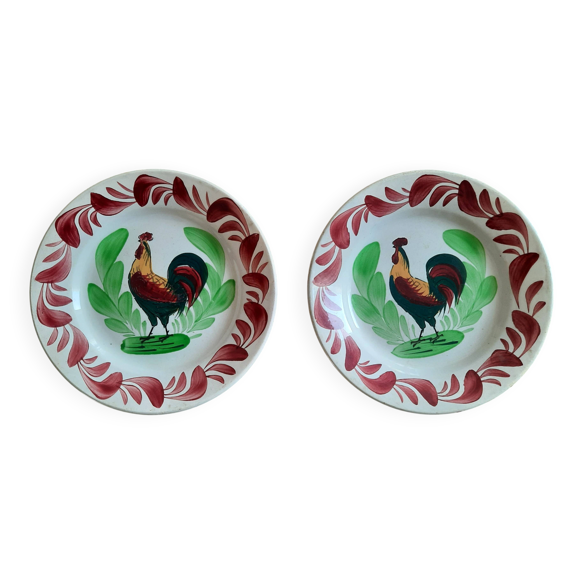 Two rooster plates
