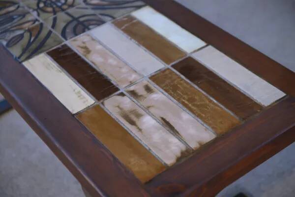 Ceramic and fir coffee table, 1960s