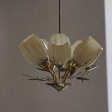 Ceiling lamp with five lights in mid-century modern style, opal glass shade, Itsu, Finland.