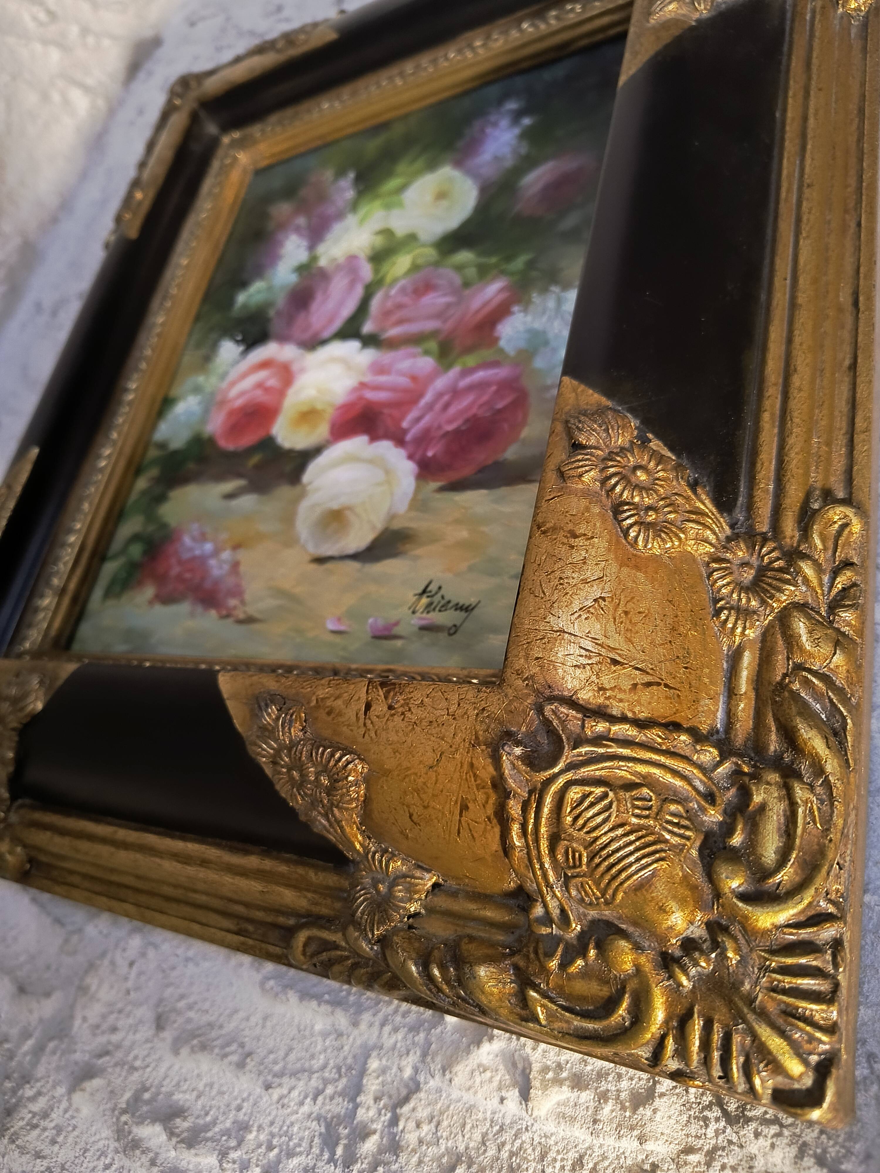 Oil on panel signed "Thierry" - Ornate frame