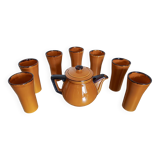 Théière ocre marron Poët Laval 8T  7 verres à  à orangeade ou mazagrans