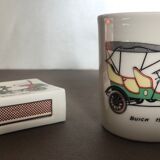 Set of cups, match case collection of old cars Limoges porcelain