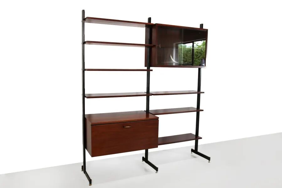 Cabinet mural autonome en palissandre modulable des années 60