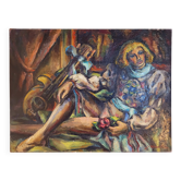 Ancien grand tableau vintage signé DEMOULIN années 40