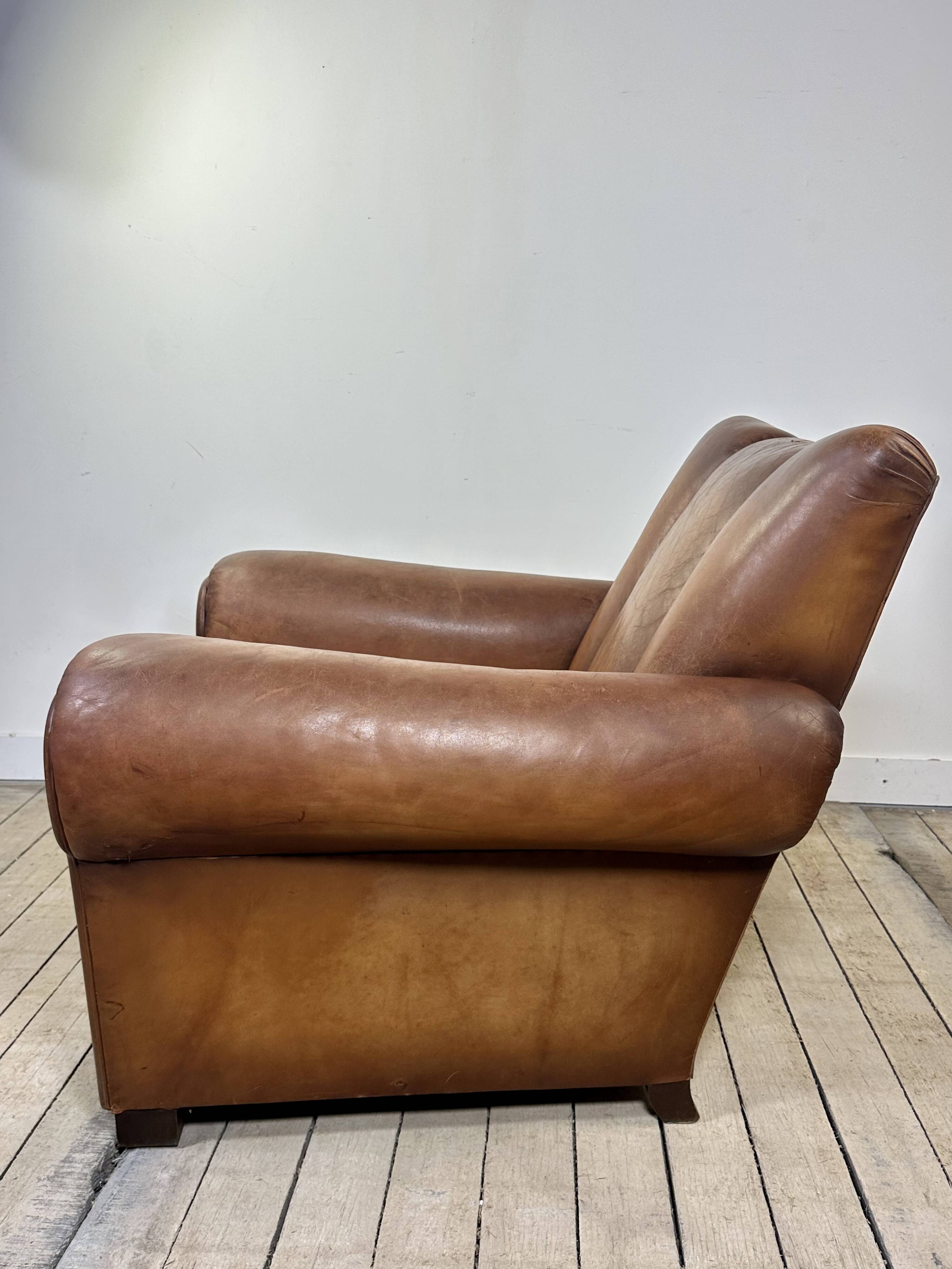 Vintage Leather Club Armchair from the 1950s