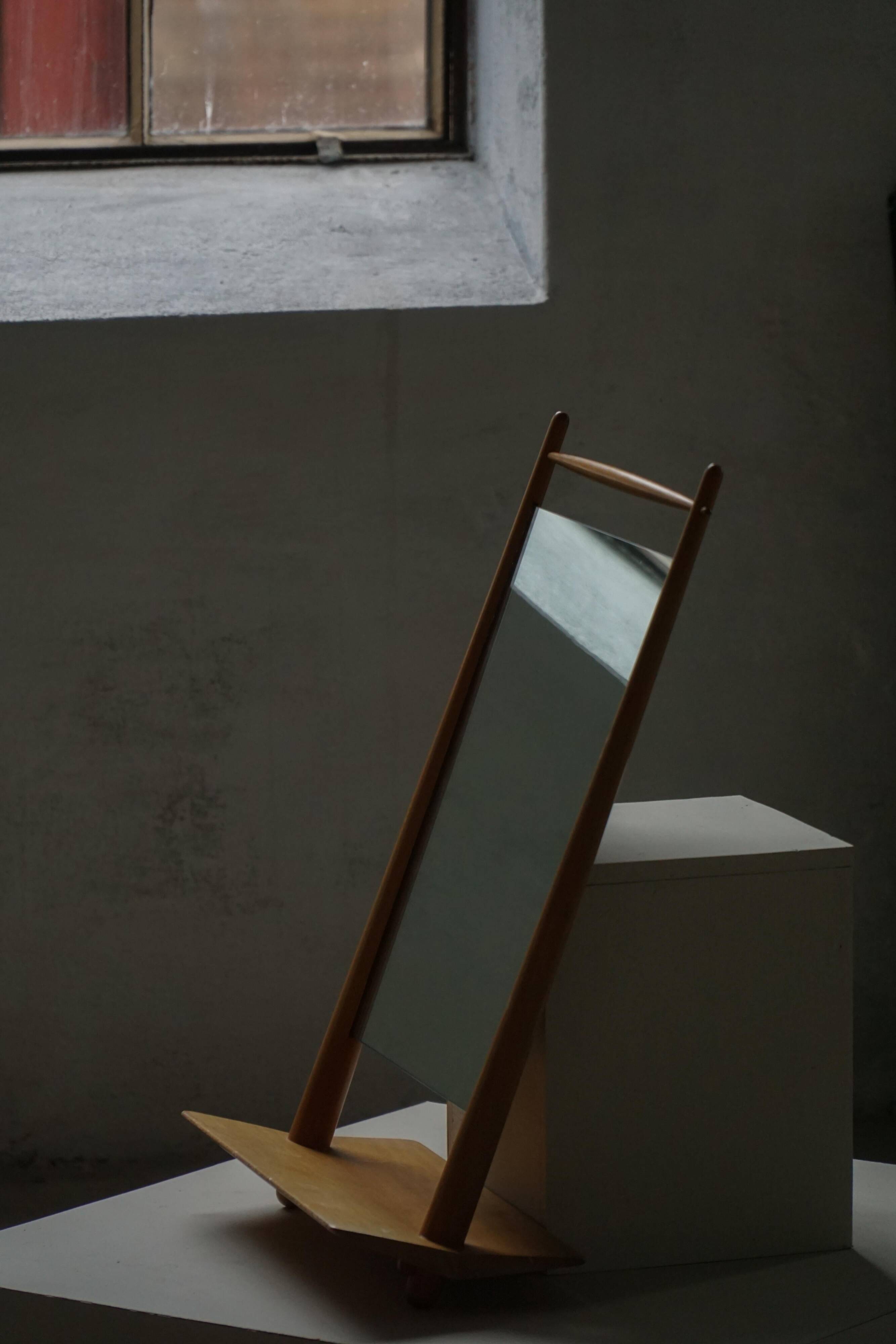 Mid-century Scandinavian floor mirror in wood, 1950–1960