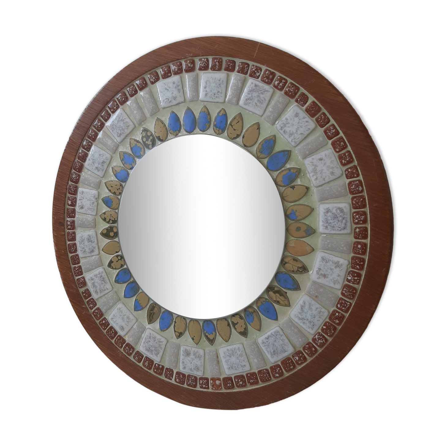 Round curved mirror vintage Scandinavian
