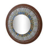Round curved mirror vintage Scandinavian