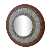 Round curved mirror vintage Scandinavian