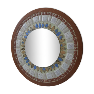 Miroir rond bombé vintage scandinave