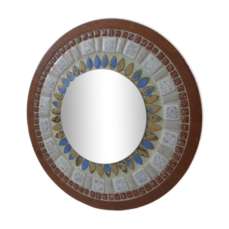 Round curved mirror vintage Scandinavian