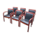 6 contemporary bridge chairs in mahogany wood and black leather