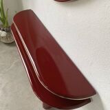 Red lacquered console and its mirror from the 80s