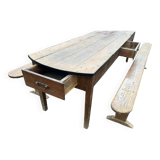 Very large farm table with its 2 benches