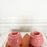 Pair of pink ceramic candle holders