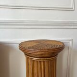 Pair of vintage rattan veneer columns