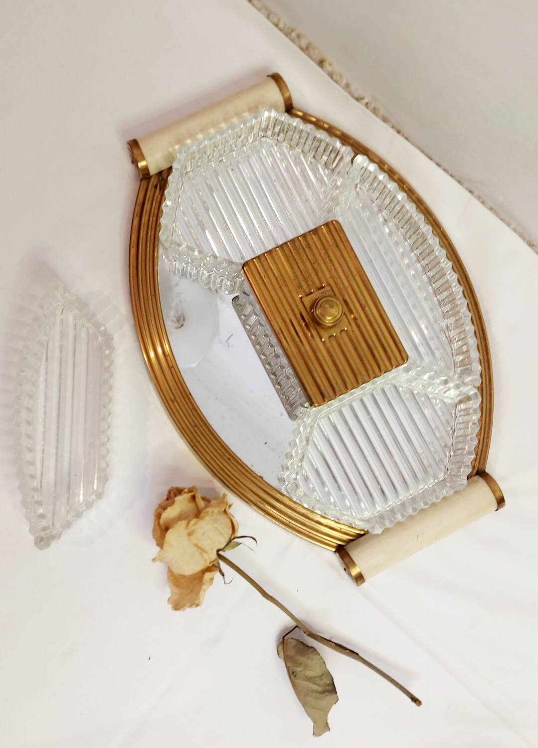 Vintage oval mirror tray