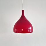 Red Murano glass pendant lamp by Paulo Venini for Venini, Italy 1960's