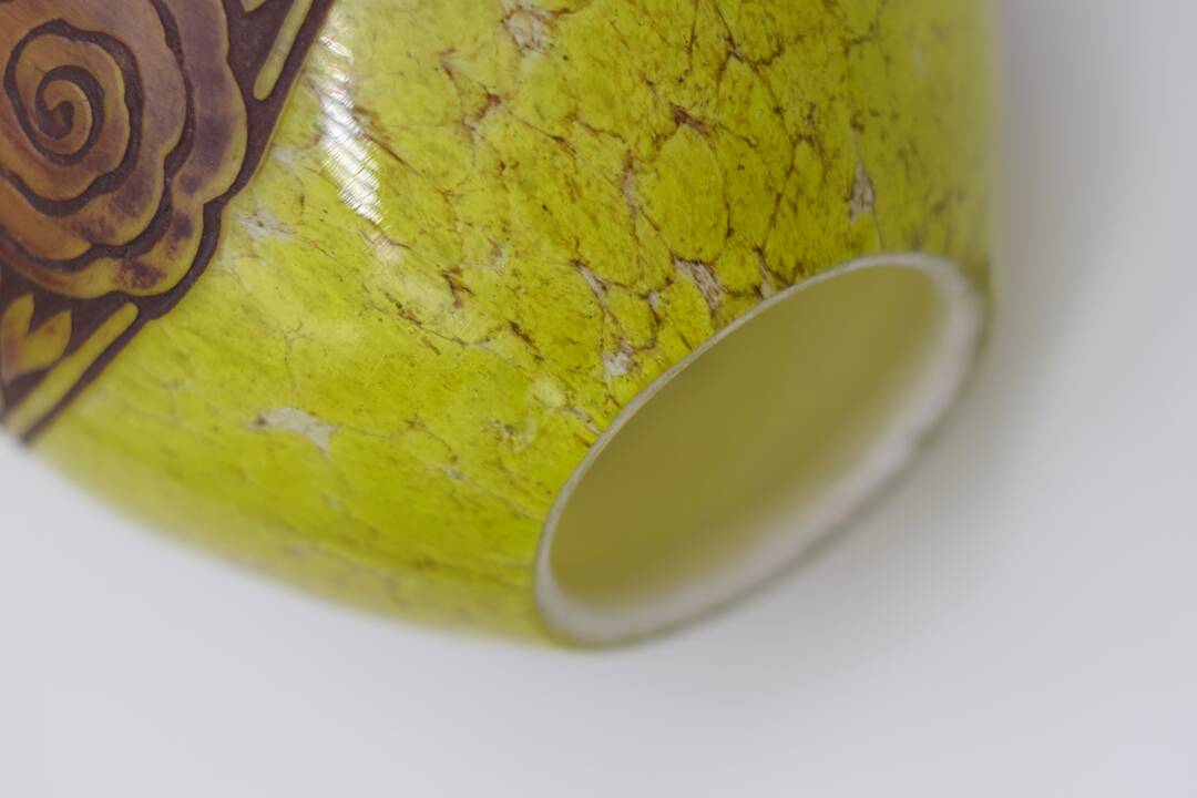 Set 2 Rare Vase Ovoïde signé F-T Legras Pare de verre Art deco 1930