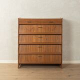 Classic shoe cabinet from the 1960s, walnut veneer, four drop-down doors, two drawers