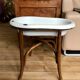 Old baby bean bathtub enamelled structure bent wood early twentieth century