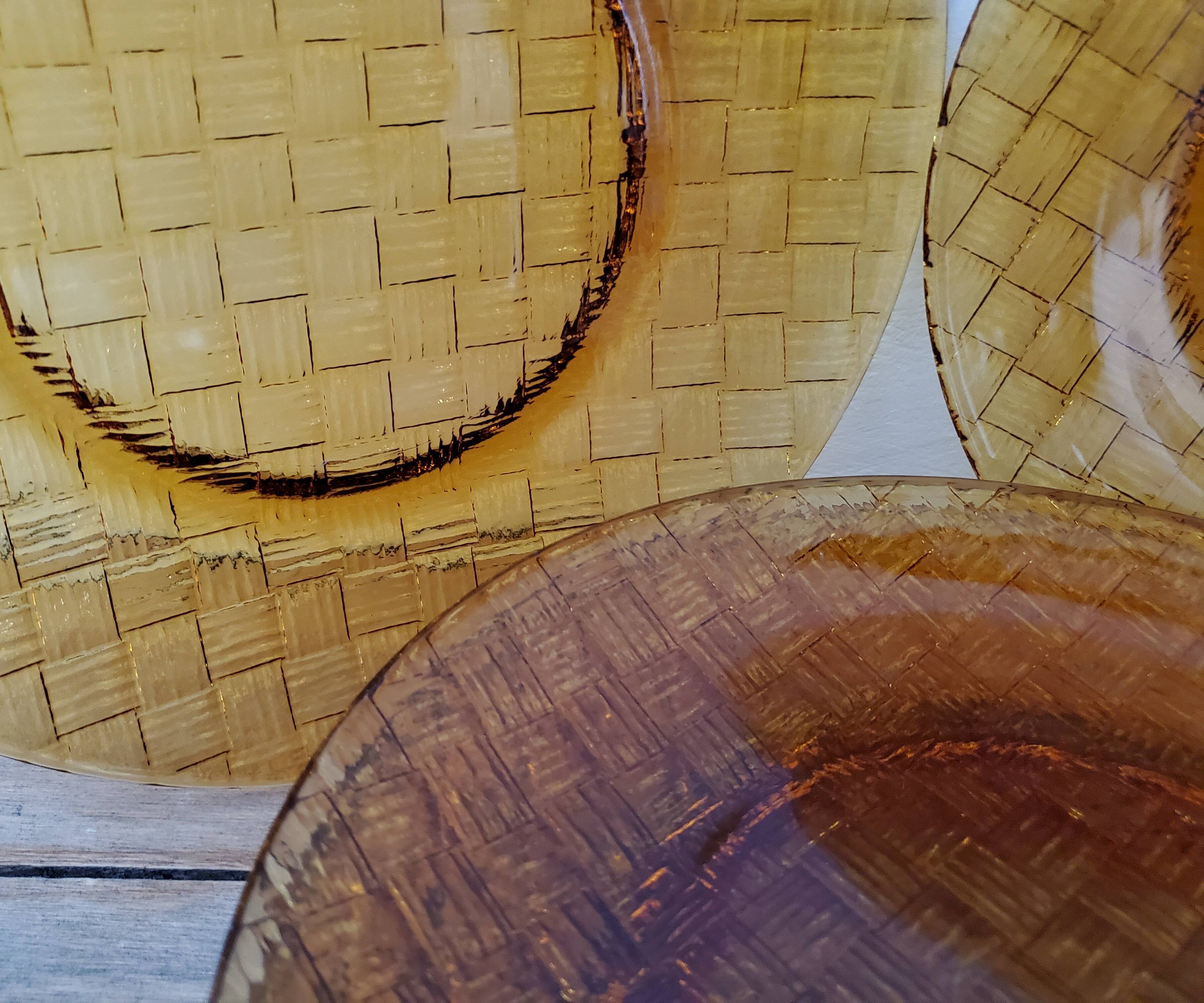 70's amber glass flat plates