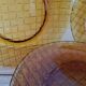 70's amber glass flat plates